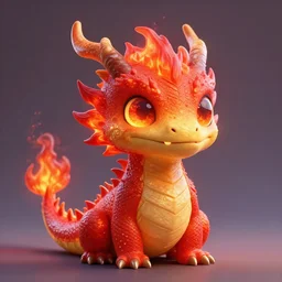 full shot, a painting of cute dragon with big eyes made of flame,Ford, Henry Justice,trending on artstation,3d octane render,High detail