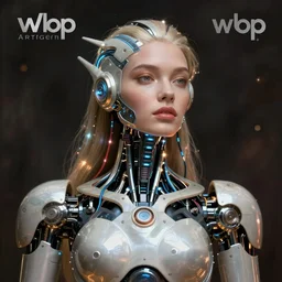 a stunning magic robot woman with cybernetic enhancements, wires, led lights, organic zaha hadid, futuristic, by artgerm and wlop