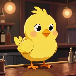 sweet dee is a bird always sunny in philidelphia in the style of a cartoon caricature yellow bird in a bar n 9
