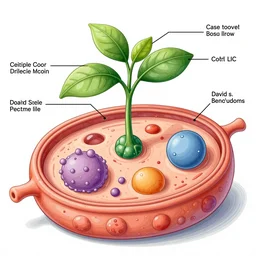 plant cell scheme detailed scientific microbiological illustration, made by David S. Goodsell