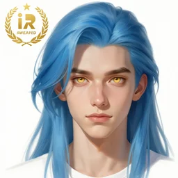 ilya kuvshinov with long sky blue hair, gold eyes, boyish face, professional digital painting, concept art, award - winning photography, 8 k, cinematic, wlop, color block, in the background, art by greg rutkowski, pixiv art, yoshitaka amano