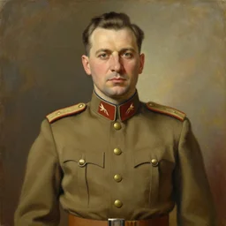 official portrait of yugoslavian dictator, nikola jocic, 1 9 6 1, in military uniform, uniform inspired by denver nuggets, oil on canvas by william sidney mount, national archives, trending on artstation