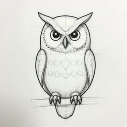an owl tattoo, anime style, final fantasy 1 4, ffxiv, abstract, concept art, construction plan