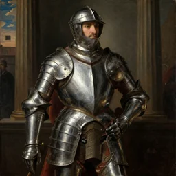 juno temple, wearing full plate armour, oil painting by titian, hard focus
