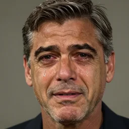 portrait of george clooney crying with tears running down his face, hyper detailed, realistic
