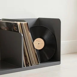 minimal style vinyl record storage, modern architecture, high resolution