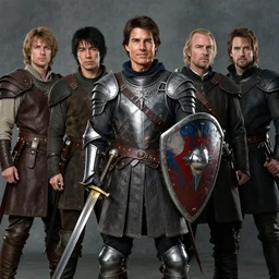 medieval fantasy half length d & d portrait photo of tom cruise as a d & d armored fighter with sword and shield, photo by philip - daniel ducasse and yasuhiro wakabayashi and jody rogac and roger deakins