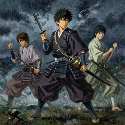 baroque oil painting of key visual samurai war, rain, storm, fake detail, trending pixiv fanbox, acrylic palette knife, style of makoto shinkai takashi takeuchi yoshiyuki sadamoto greg rutkowski chiho aoshima, artstation
