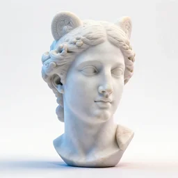3 d sci - fi cgartist anaglyph ambient occlusion rendering of a hyper realistic marble greek statuary godess head product photo bright white backdrop high key colored lighting, wide shot, trending on artstation