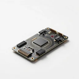 futuristic raspberry pi computer, stylized 3d render, isolated on a pure white background, centered, entire object in frame, sharp focus, soft studio lighting