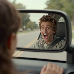 a tiny screaming bob ross chasing you in rear view mirror