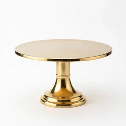 golden cake stand, 8k product photo, isolated on a pure white background, centered, entire object in frame, sharp focus, soft studio lighting