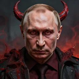 vladimir putin as a scary monster in hell, highly detailed, realistic face, amazing digital art, trending on artstation
