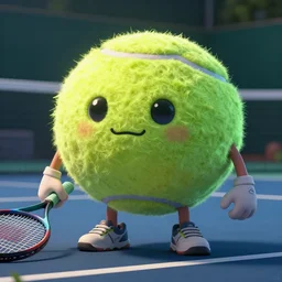 cinematic portrait of a cute tennis ball monster, cyberpunk, bladerunner, chalk, masterpiece, trending on artstation, featured on pixiv, cinematic composition, dramatic pose, beautiful lighting, sharp details, hyper - detailed, hd, hdr, 4 k, 8 k, art by basil gogos