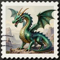 dragon, beautiful postage stamp, seamless texture