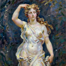 beautiful oil painting of a photo of the goddess venus by anne leibovitz in the style of claude monet