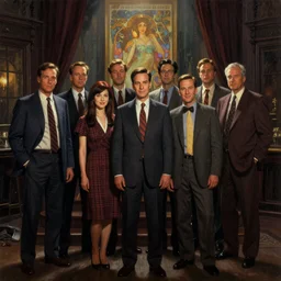 awe-inspiring award-winning concept art painting of the cast of Seinfeld, by Julie Bell, Jean Delville, Virgil Finlay, Alphonse Mucha, Ayami Kojima, Amano, Charlie Bowater, Karol Bak, Greg Hildebrandt, Jean Delville, Frank Frazetta, Peter Kemp, and Pierre Puvis de Chavannesa, extremely moody lighting, glowing light and shadow, atmospheric, shadowy, cinematic, 8K,