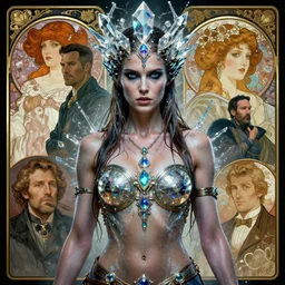 portrait of a cyberpunk viking woman, drenched body, fantasy, regal, fractal crystal, fractal gems, by stanley artgerm lau, greg rutkowski, thomas kindkade, alphonse mucha, loish, norman rockwell.