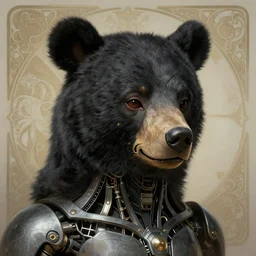 organic cyborg, asian black bear mask opening, diffuse lighting, fantasy, intricate, elegant, highly detailed, lifelike, photorealistic, digital painting, artstation, illustration, concept art, smooth, sharp focus, art by John Collier and Albert Aublet and Krenz Cushart and Artem Demura and Alphonse Mucha