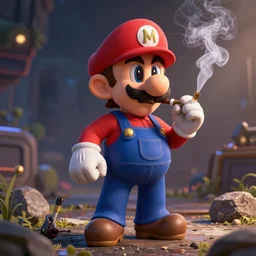 waluigi smoking a bong