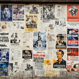 texture of an billboard full of old posters and ads one on top of another