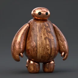 a naive looking medieval fantasy baymax made out of wood and copper, digital art, trending on artstation