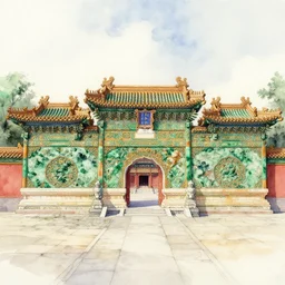water color on paper, imperial jade palace, highly detailed, artstation, masterpiece, award - winning,