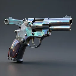 hyper realistic 3 d render of a magnum iridescent beetle pistol, light studio, octane render, hdr, super detailed, intricate