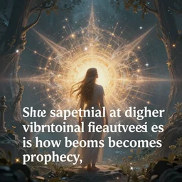 the sapiential divine thought waves broadcasting at a higher vibrational frequency then our aware selves is how poetry becomes prophecy, 8 k resolution hyperdetailed, surrealism