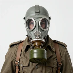 portrait of futuristic world war 1 soldier with gas mask, white background, dripping paint, craig mullins, ash thorpe, fibonacci rhythm ar