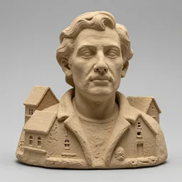 minature 1 8 0 0 s france village sculpted in the style of george tsougkouzidis, clay, sculpture, portrait lighting