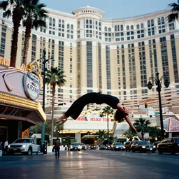 1 9 7 6 vegas street scene with a woman floating in the sky in the foreground, deep focus, intricate, elegant, highly detailed, matte, sharp focus, photography of gregory crewdson