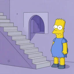 the simpsons drawn in the style of M C escher, stairs, Tessellating shapes