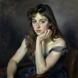 lea seydoux painted by cezanne, aristocratic pose, high contrast, painting, portrait