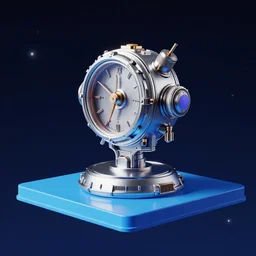 a time machine on top of a blue platform in the middle of the universe, octane render, sculpture