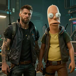 Cartman and Butterz in cyberpunk 2077 unreal engine 5 4k ultra realistic hyperdetailed photorealism HDR