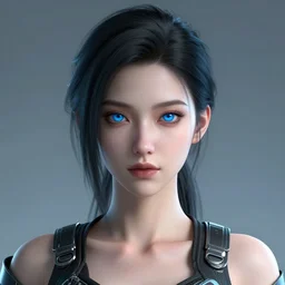 cyberpunk portrait, very detailed, cgsociety, artstation, female, clean, symmetry, blue eyes, nice clothing, intricate, impossible beauty