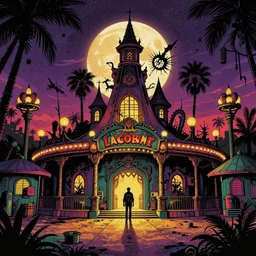 a theme park by tim jacobus, pulp horror art.