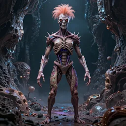 ziggy stardust  from Mars anamorphic  illusion style of H.H. giger 4k