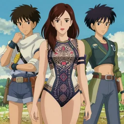 a beautiful boyish cassandra cain emmat watson alluring gravure model, wearing elegant japanese hiphop leotard outfit with subtle mayan patterns and native fashion, aztec street fashion bathing suit, jrpg warrior, gapmoe yandere grimdark, trending on pixiv fanbox, painted by greg rutkowski makoto shinkai takashi takeuchi studio ghibli, akihiko yoshida