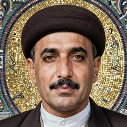 portrait of saddam hussein in a byzantine mosaic, centered, perfect face, perfect eyes, very detailed, very realistic, elegant, top art, renowed artwork