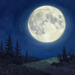 night landscape with big moon on background, acrilic paint, digital, artstation, detailed intricate ink illustration, heavenly atmosphere, digital art, overdetailed art, concept art, complementing colors, trending on artstation, cgstudio, the most beautiful image ever created, dramatic, subtle, details, award winning artwork, beautiful scenery