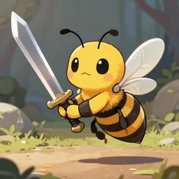 A cute warrior bee slashing his sword by Chris Lewis Lee