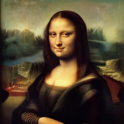 mona lisa painted by rembrandt van rijn, romantic period, hyperdetailed, warm colors, dark background, high contrast