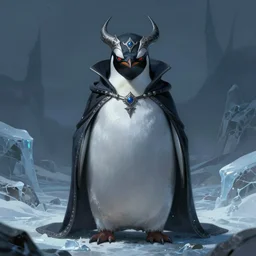 anthropomorphic evil penguin, dark clothes, icy landscape, full portrait, sinister pose, dnd, mystical, character, fantasy, intricate, elegant, digital painting, artstation, concept art, smooth, 8 k frostbite 3 engine, ultra detailed, art by artgerm and greg rutkowski and magali villeneuve