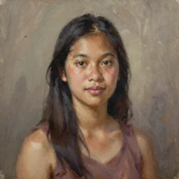portrait of an philipino woman ( 3 5 ) from the philippines in 2 0 2 1, an oil painting by ross tran and thomas kincade