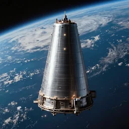 a sci-fi nuclear reactor in orbit around earth