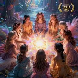 people being together in a magical dream world, beautiful colors, cinematic lighting
