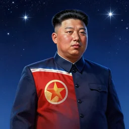 dprk, kim jong un, in the starry sky, star sparkles, sharp focus, d & d, epic retrowave art, masterpiece, trending on art station, fantasy, digital painting, highly detailed, 8 k realistic, dof, art by artgerm, greg rutkowski, sasoura, satchely, no distorsion