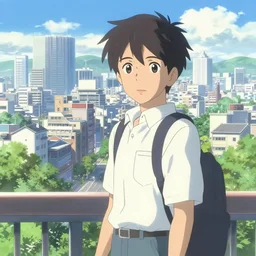 sightseeing bright day anime cityscape by makoto shinkai